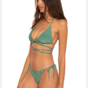 Isabella Rose green lurex triangle bikini size M & S